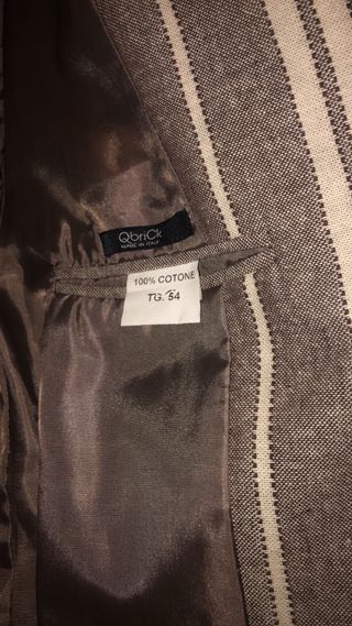 Giacca monopetto uomo righe grigio/bianco