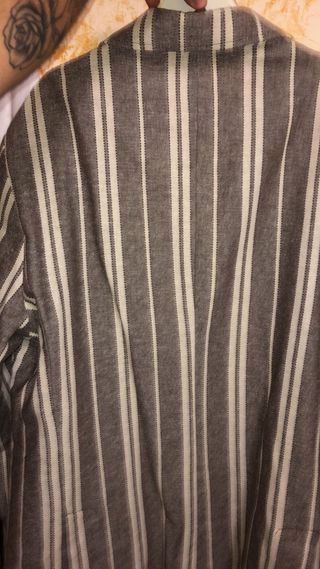 Giacca monopetto uomo righe grigio/bianco