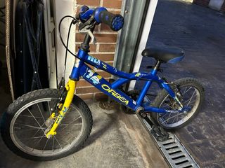 Bicicleta infantil Orbea 14 azul y amarilla