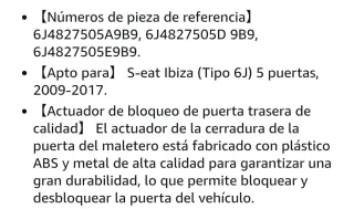 Cerradura Maletero Seat Ibiza 6J