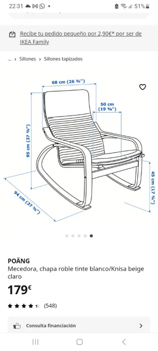 Mecedora de madera modelo POANG IKEA