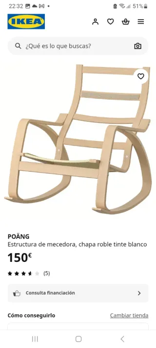 Mecedora de madera modelo POANG IKEA