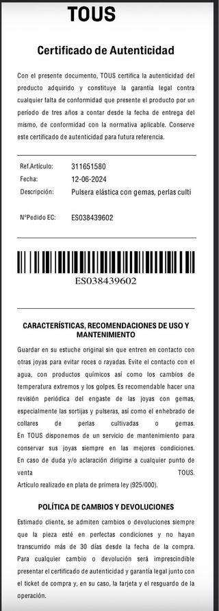 Pulsera Tous Perlas y Gemas Elastica