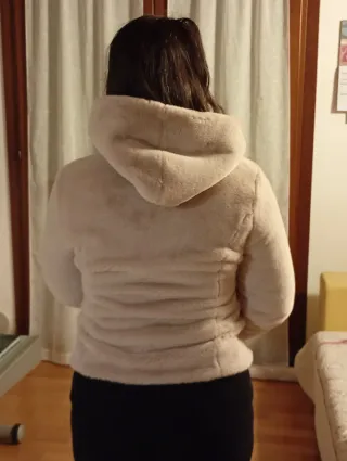 Giacca donna pelliccia sintetica beige L