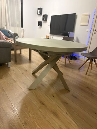 Mesa redonda extensible Vashti 120 cm • Cristal