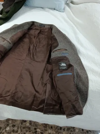 Americana Lana Italiana Hombre Marrón