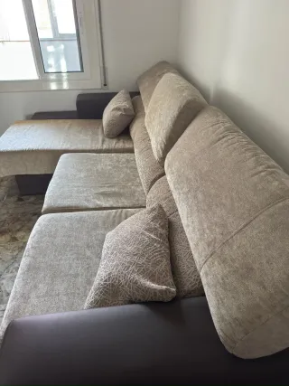 Sofá modular beige y marrón