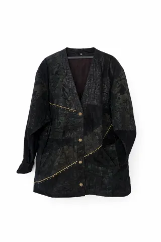 Chaqueta Vintage Ante y Piel Grabada