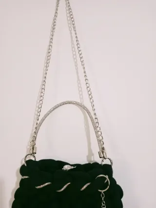 Borsa Marshmallow Elegante Nera e Argento