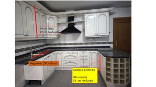 Cocina completa blanca con encimera de granito