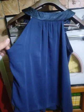 Canotta Elegance donna L blu con pietre