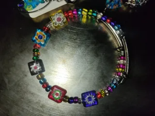 Conjunto cristal de Murano Multicolor y Plateado