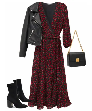 Vestido Bershka flores rojas talla XS