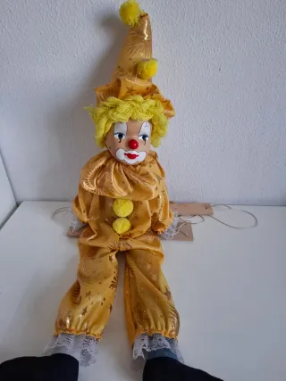 Muñeco Marioneta Payaso Porcelana Vintage