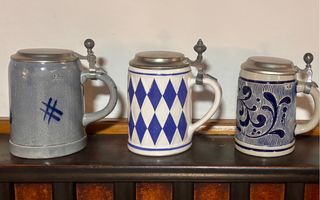 Set 3 Boccale Bavaresi Ceramica Coperchio