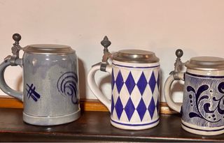 Set 3 Boccale Bavaresi Ceramica Coperchio