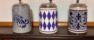 Set 3 Boccale Bavaresi Ceramica Coperchio