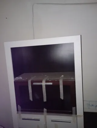 Mueble salón madera  maciza y cristal