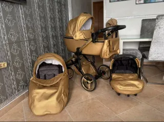 Carro de bebé dorado 3 piezas