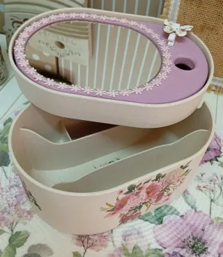 Caja joyero compartimentos espejo