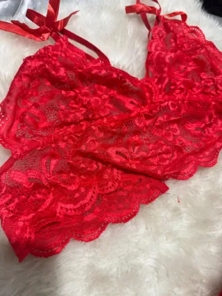 Conjunto Lencería liguero Rojo Encaje