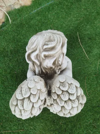 Figura Ángel Piedra jardín decoración exterior