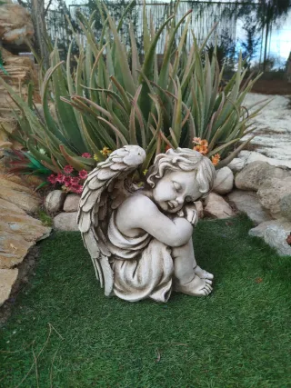 Figura Ángel Piedra jardín decoración exterior