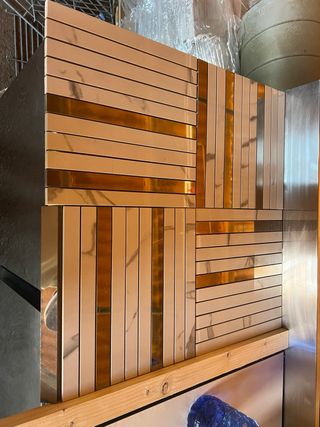 Malla Mosaico Porcelánico Dorado