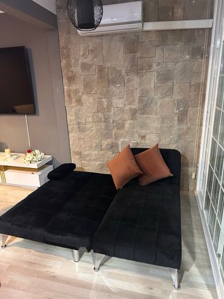 Sofá modular negro terciopelo
