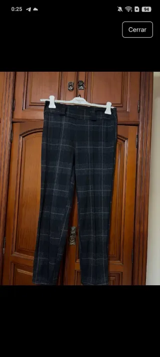 Pantalón de cuadros gris y negro talla ml sin estr
