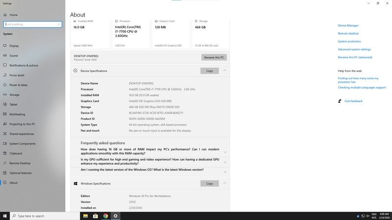 Dell Precision PC-i7 7700 RAM16GB 500G SSD afbeelding 6