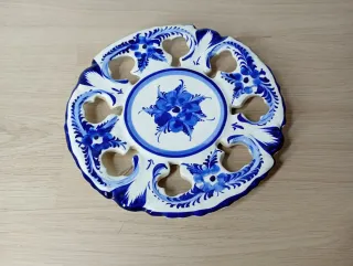 Plato decorativo cerámica azul y blanco