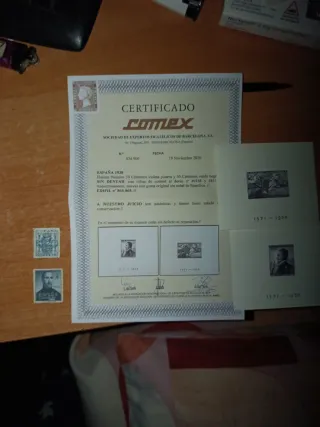 Lote Certificado COMEX España 1938