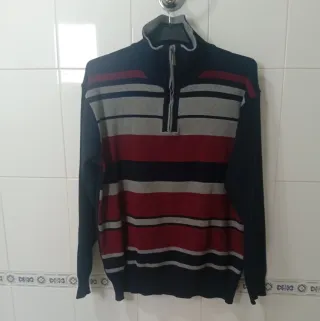 Jersey de hombre rayas cuello alto lana