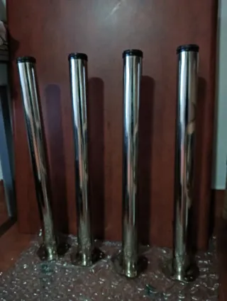 Mesa escritorio madera y acero inoxidable