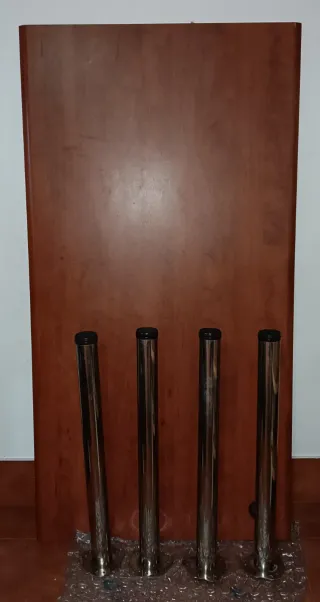 Mesa escritorio madera y acero inoxidable