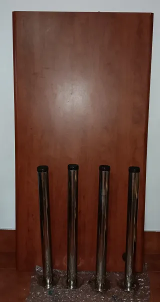 Mesa escritorio madera y acero inoxidable