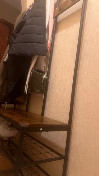 Perchero zapatero madera y metal