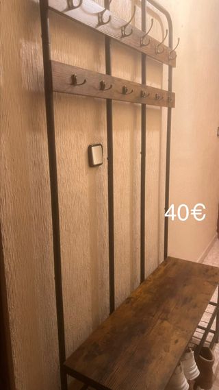 Perchero zapatero madera y metal