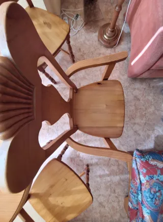 Conjunto comedor madera mesa,6 sillas,sofá,lámpara