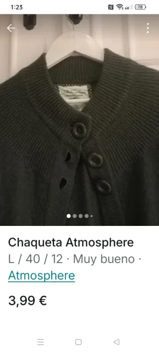 Chaqueta Atmosphere verde militar talla L