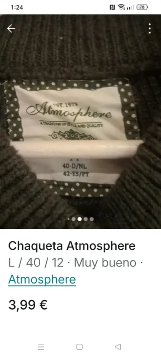 Chaqueta Atmosphere verde militar talla L