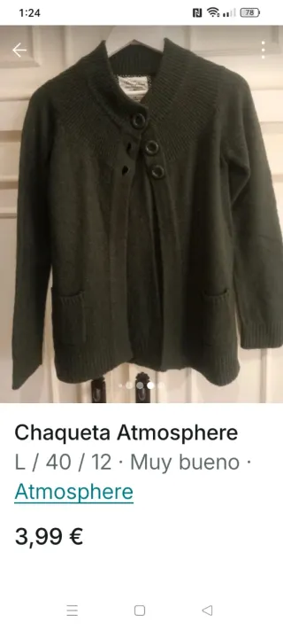 Chaqueta Atmosphere verde militar talla L