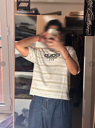 Camiseta Cold Culture Rayas Beige Talla xs