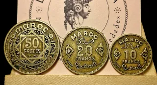 Lote 3 monedas de Marruecos Mohamed V.