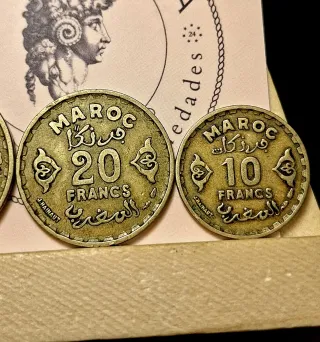 Lote 3 monedas de Marruecos Mohamed V.