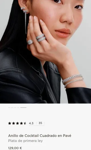 Anillo Talla 52 Pandora Coctail Cuadrado Pavé.