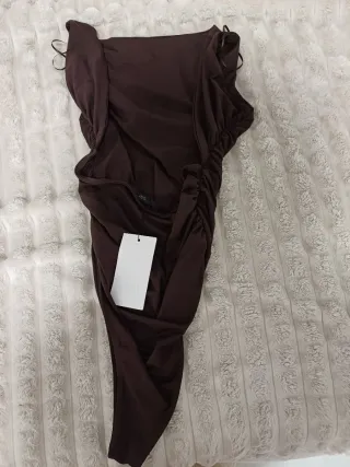 Body Zara marrón drapeado