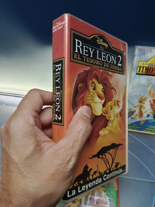 3 peliculas, VHS, El rey leon - vol. 1, 2 + Timon y Pumba, cine infantil, walt disney
