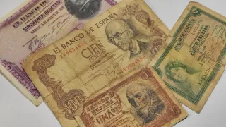 Lote 4 Billetes 100, 50, 5 y 1 pesetas